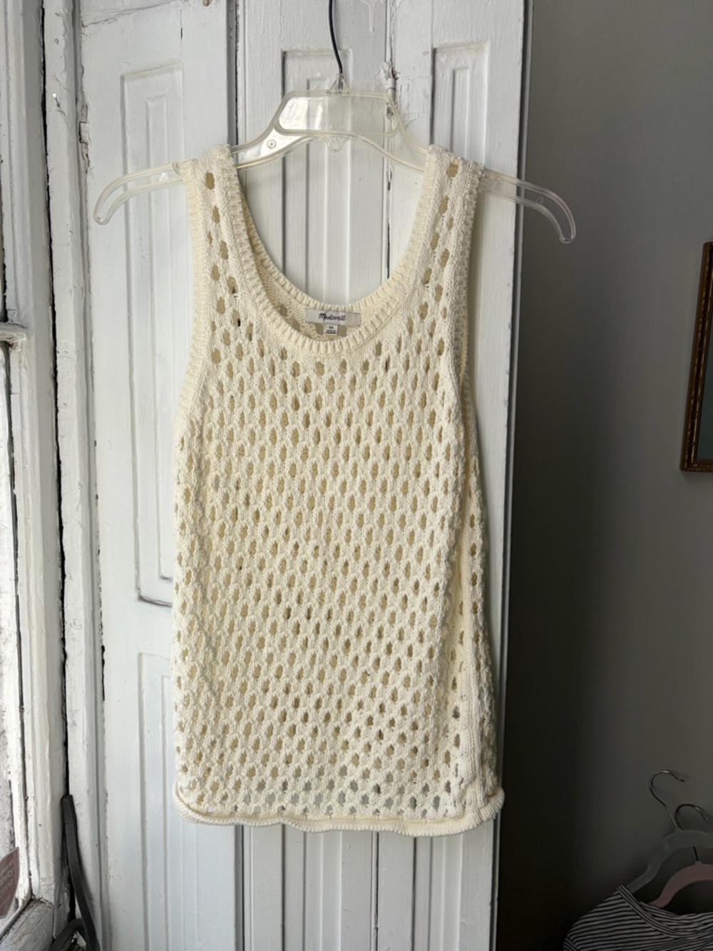 Madewell Cream Open-Knit Scoop Tank